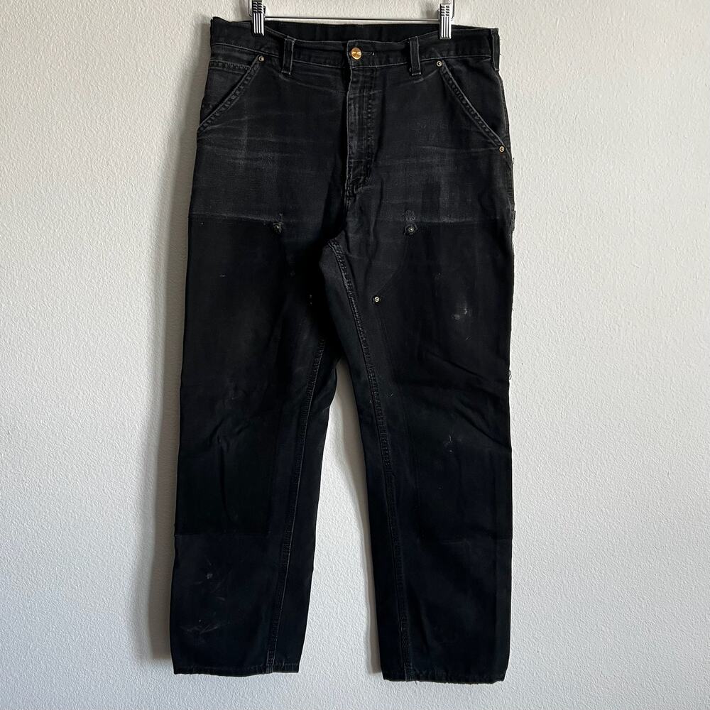 Carhartt B01 BLK faded black double knee work wear carpenter pants
